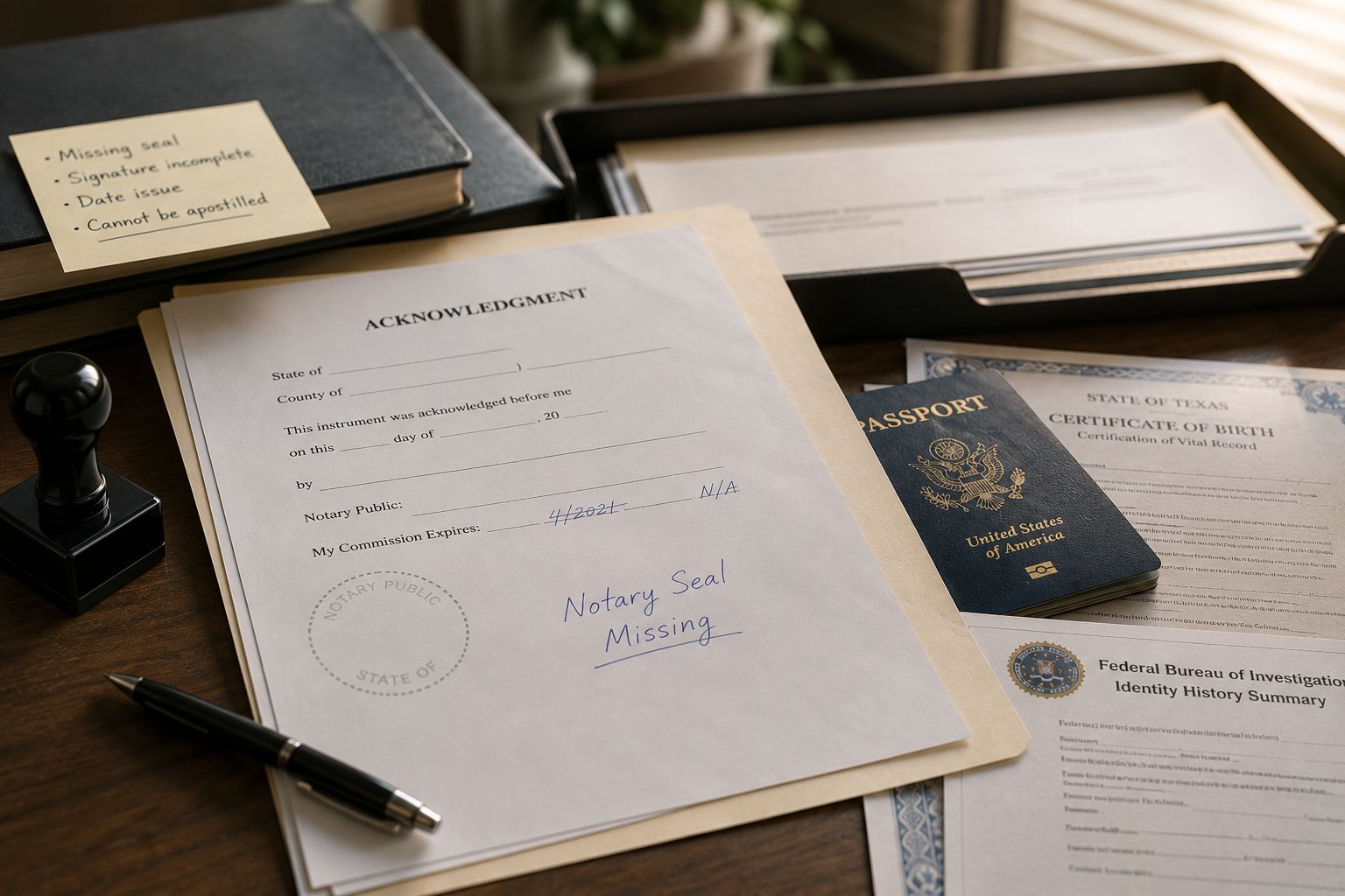Incorrect notarization is causing delays in apostille document processing