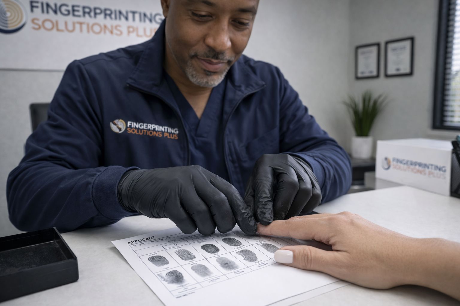  Technician completing the FD-258 fingerprint card in Frisco, Texas
