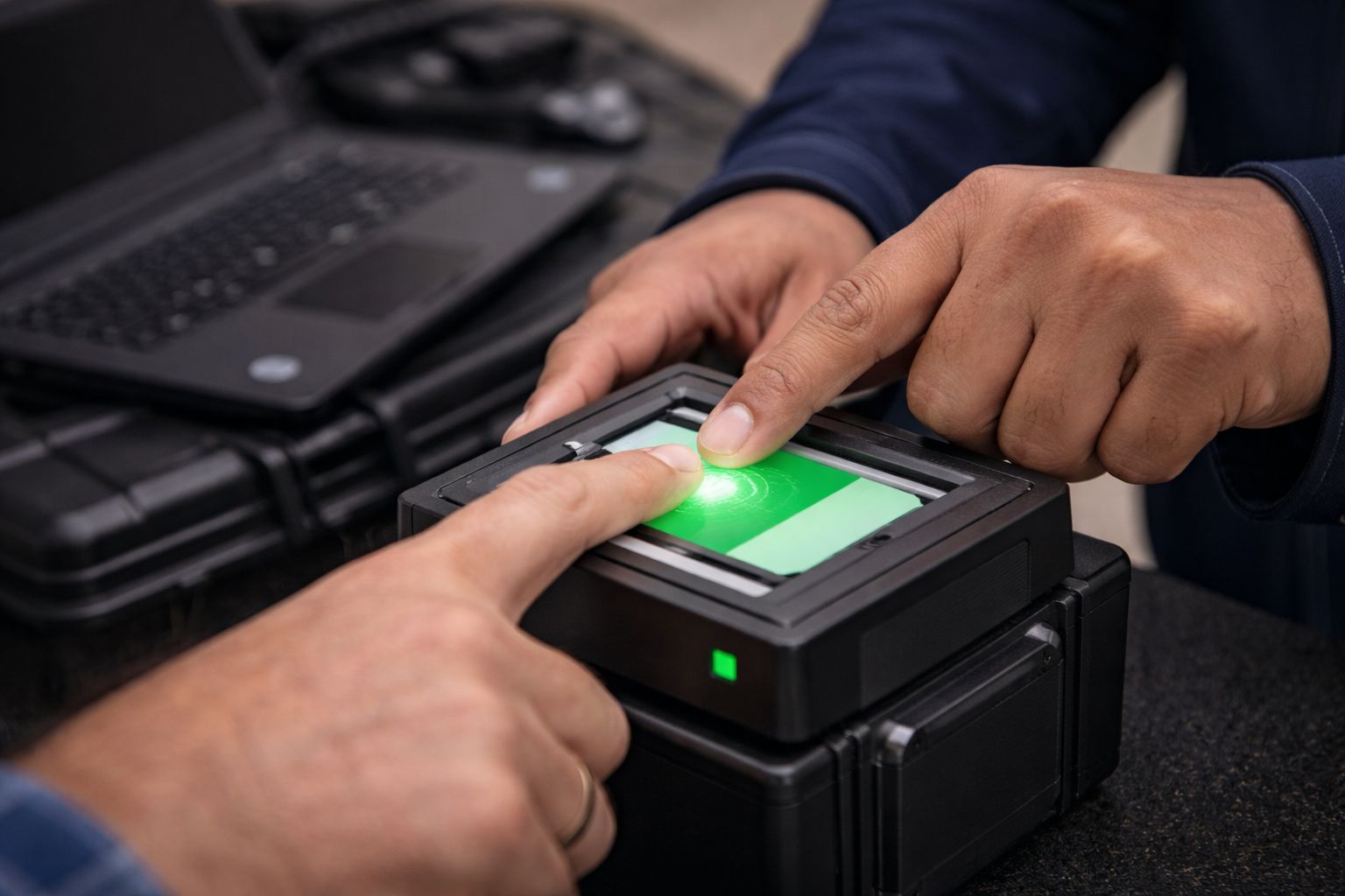 Digital live scan fingerprinting device capturing fingerprints
