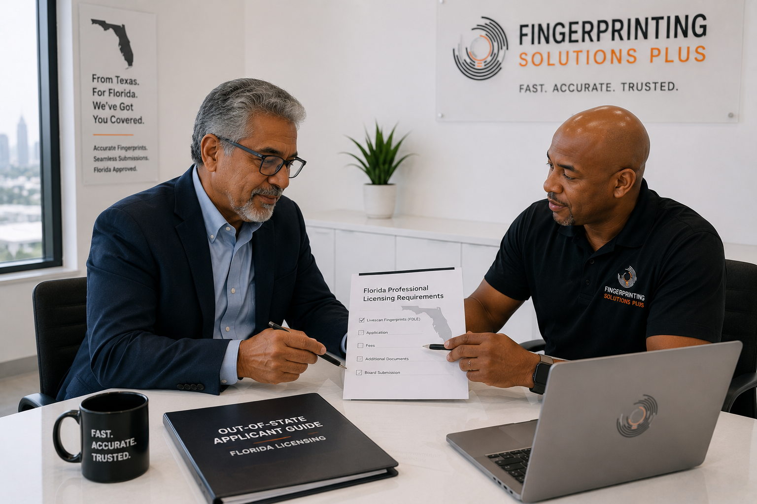 Texas resident completing Florida fingerprinting requirements