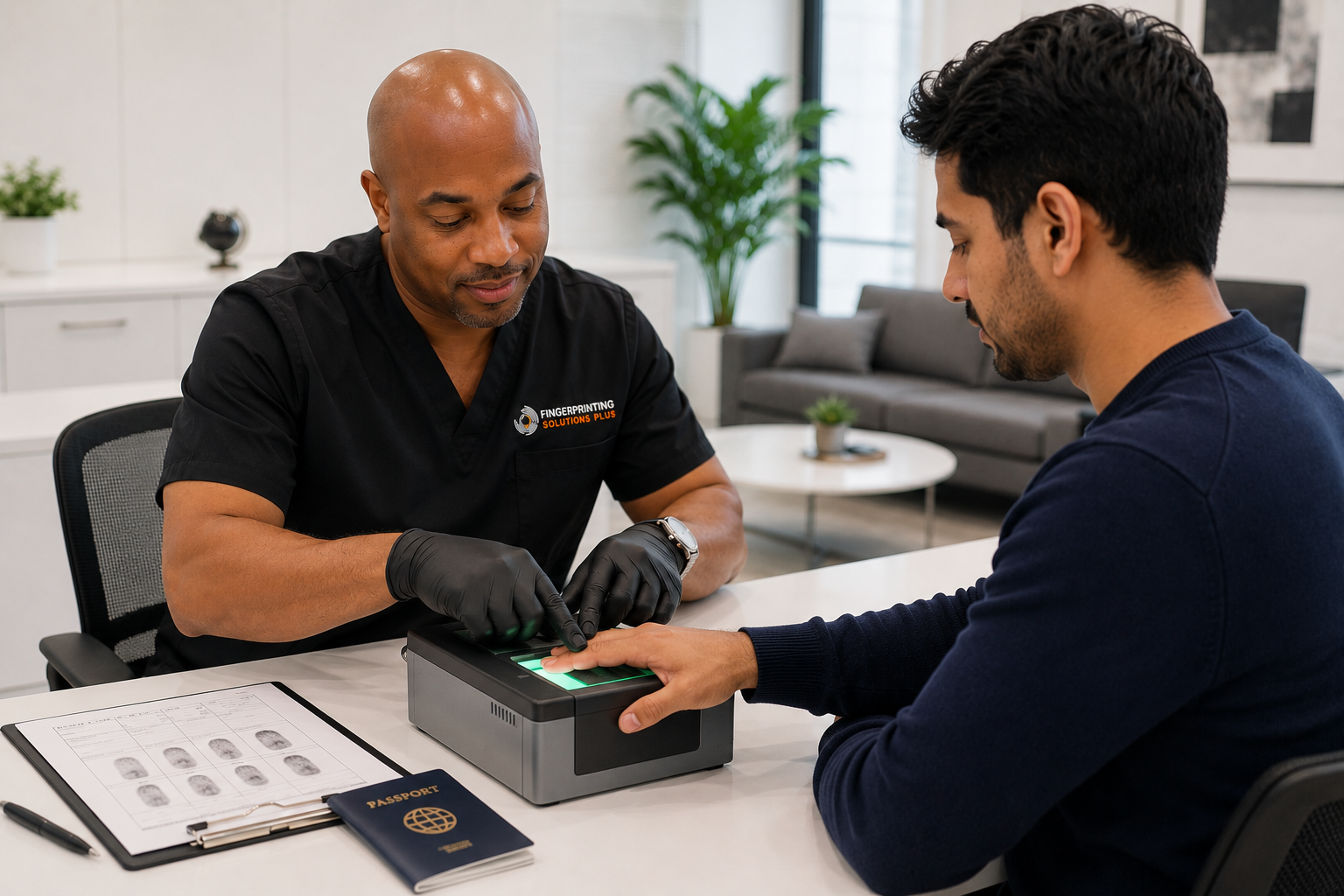 Professional live scan fingerprint capture for FBI background check services and FD-258 fingerprint cards