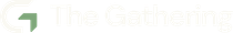 The Gathering logo in green with a stylized angular icon on a white background
