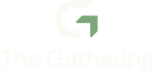 Green logo above faint text reading “The Gathering” on a white background
