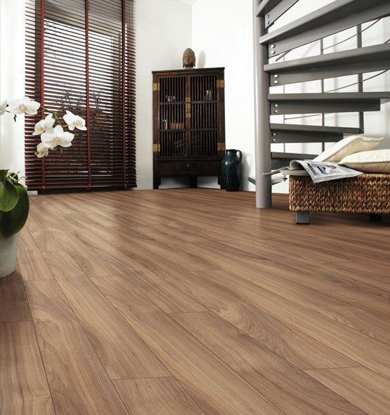 Soggiorno moderno con pavimento in legno, struttura del letto intrecciata, tende e libreria.