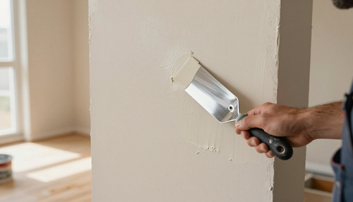 Fresh drywall patch prepared for painting