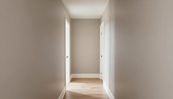 Finished interior painting project in a bright hallway