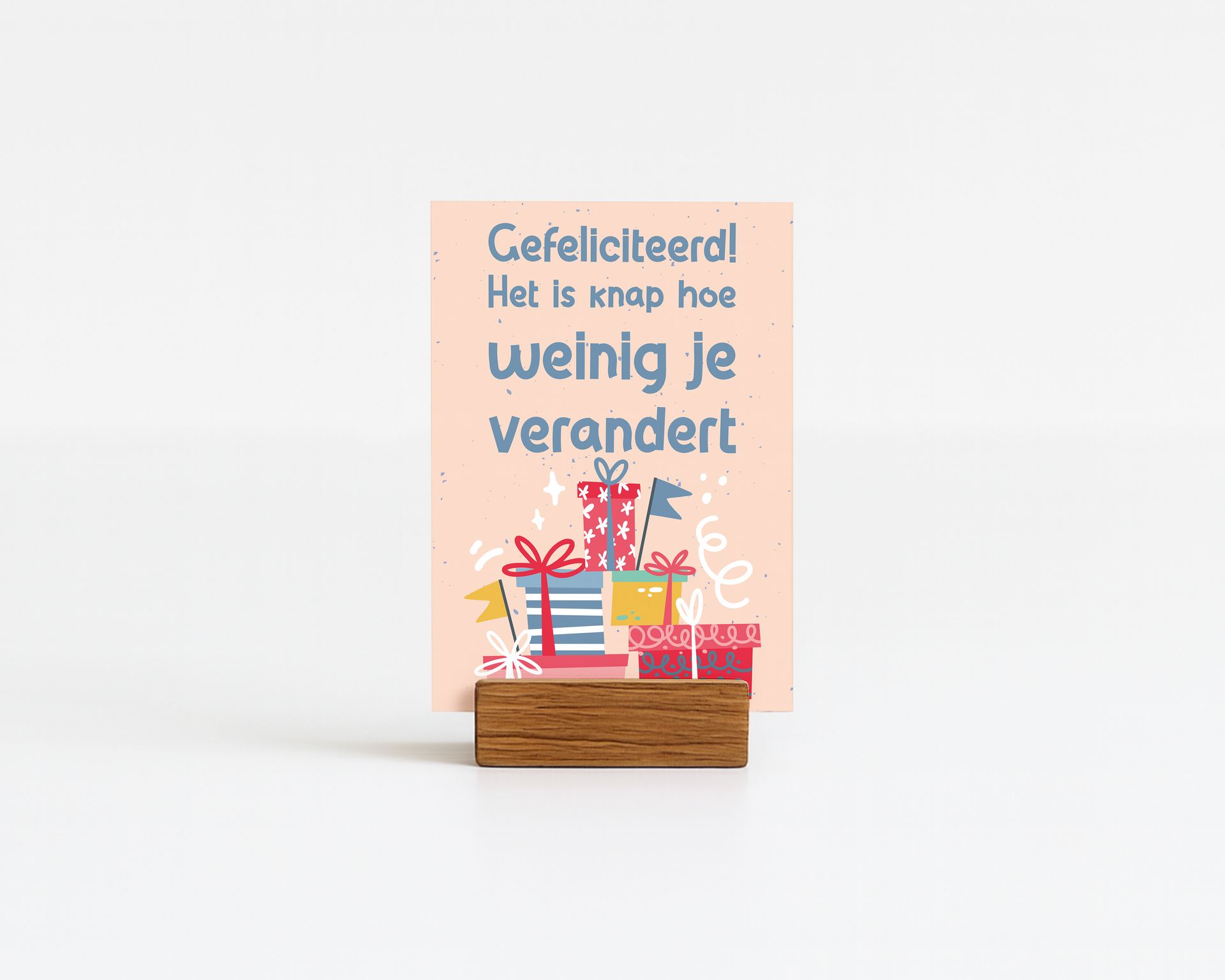 Greeting card with gifts and text 