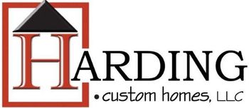 Harding Custom Homes, LLC logo with red house outline and black roof