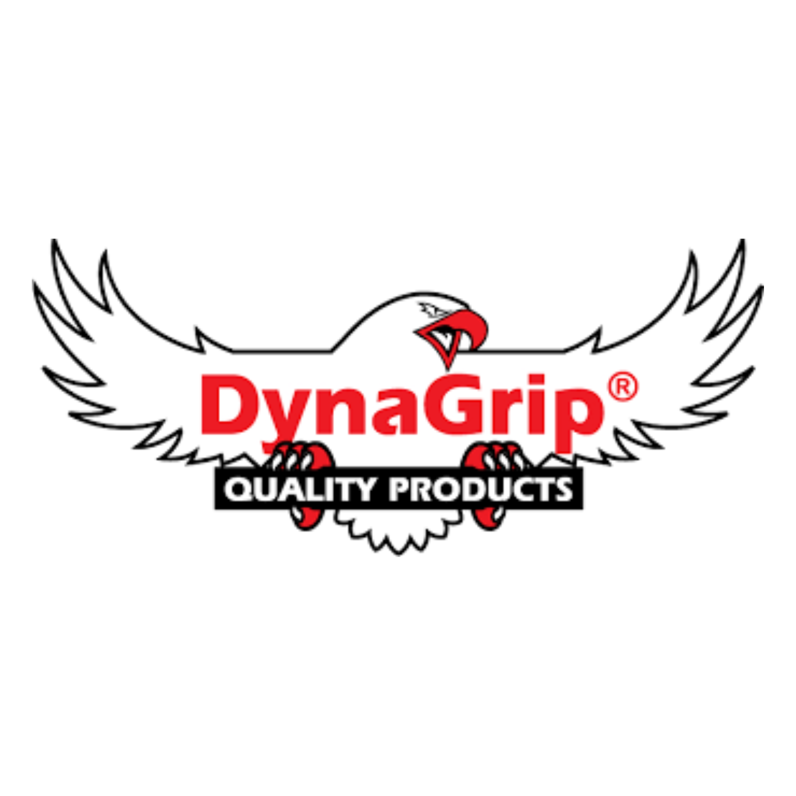 DynaGrip logo: white eagle with red DynaGrip text,