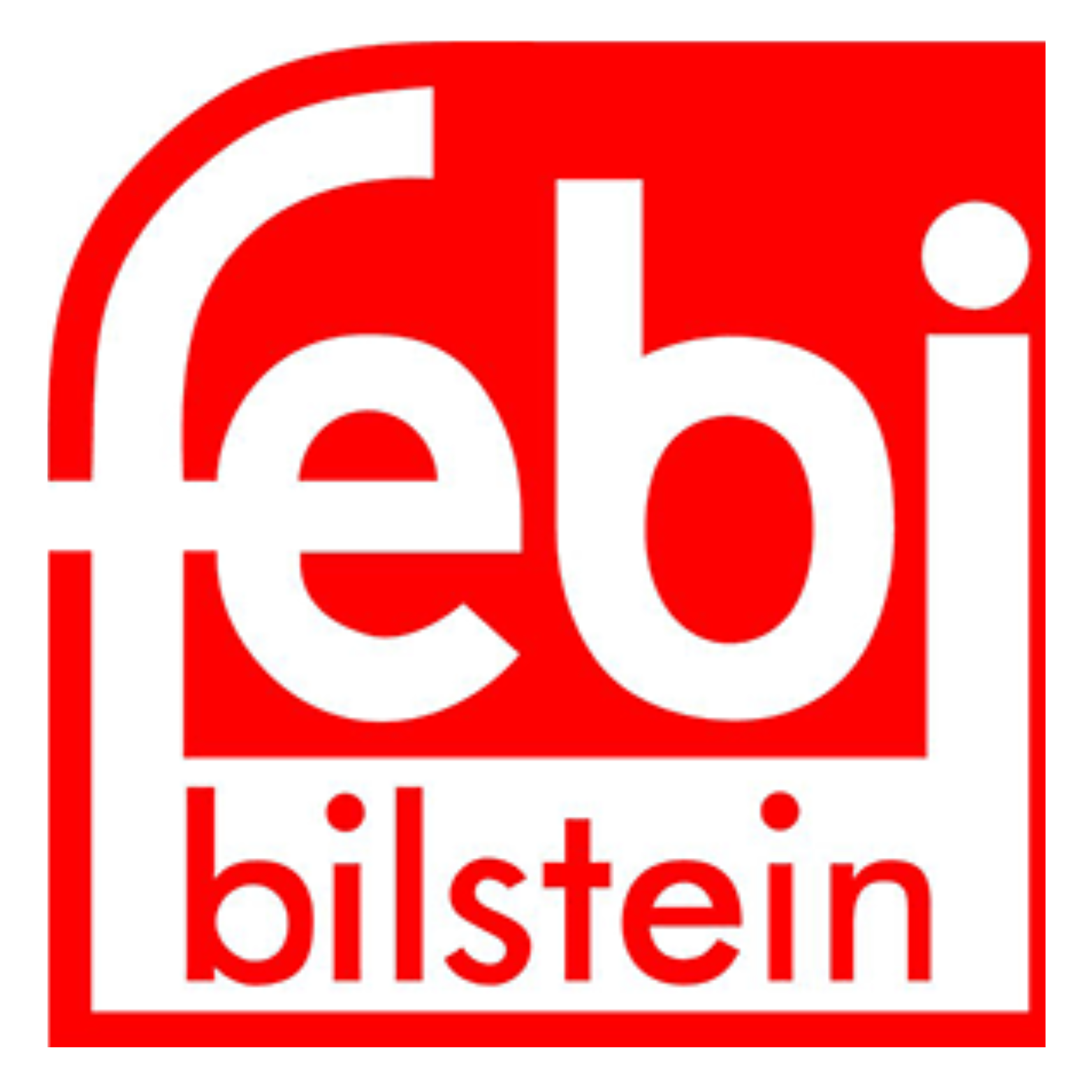 Febi bilstein logo: white text on red background; stylized