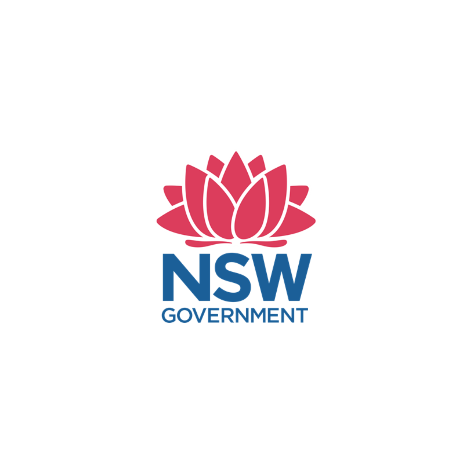 NSW Government logo: pink lotus flower above blue