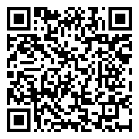Ein schwarz-weißer QR-Code auf weißem Hintergrund.