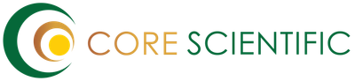 Logo for Core Scientific: green crescent around yellow and orange circles, text 