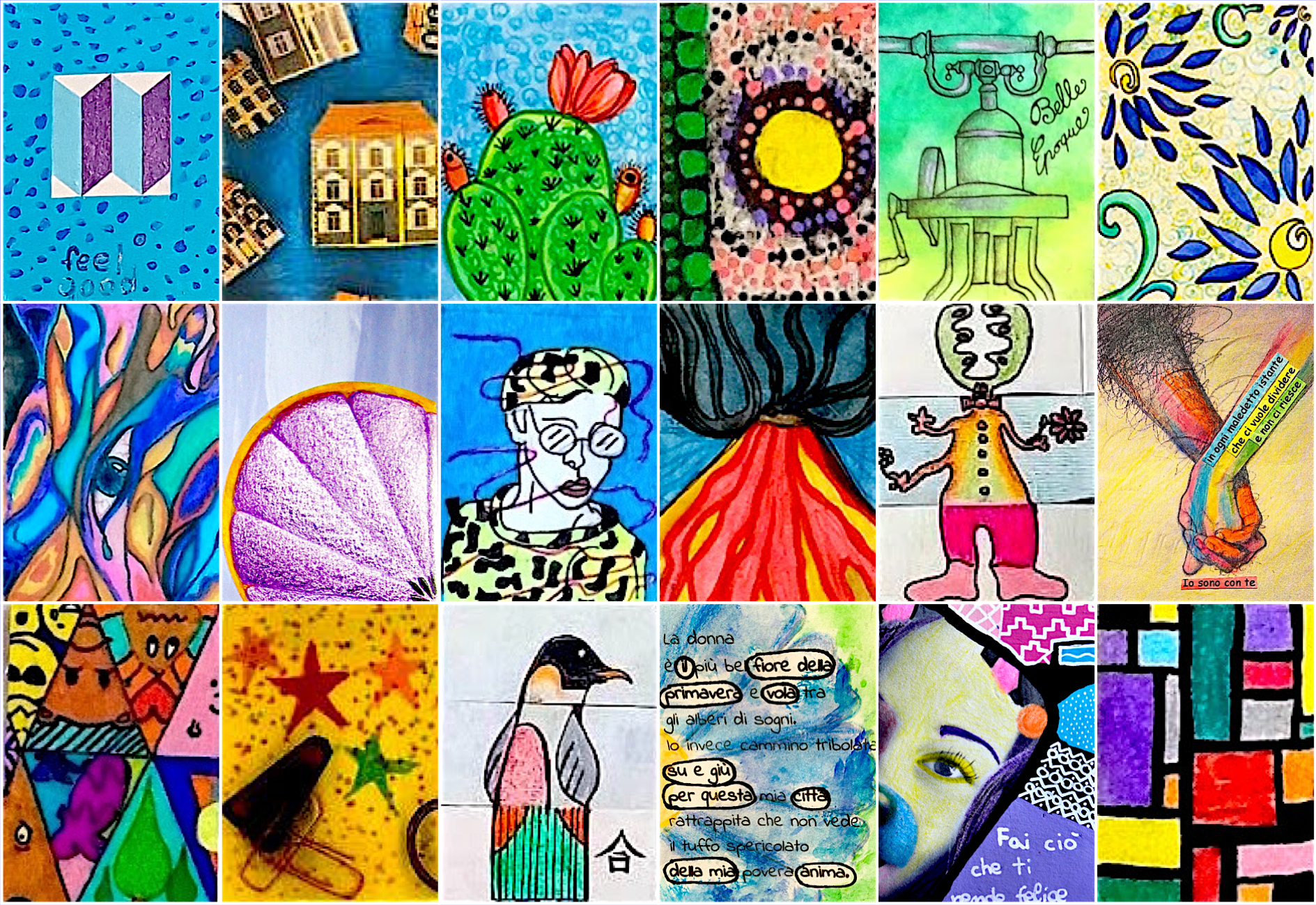 Artist trading card swap different paintings in this collage .