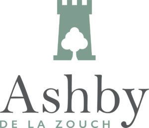 a logo for ashby de la zouch with a castle on it