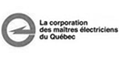 A black and white logo for la corporation des maitres electriciens du quebec.