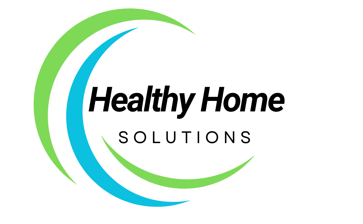 Healthy Home Solutions The logo for healthy home solutions is green and black on a white background.