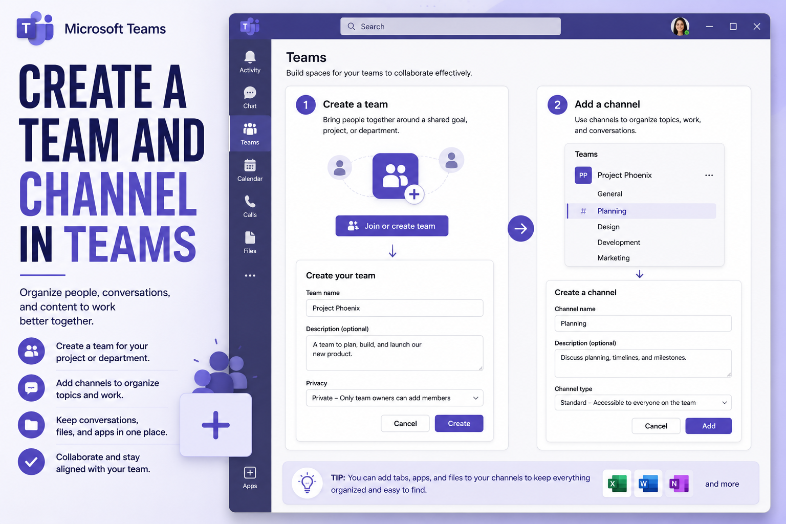 How to create a team and channel in Microsoft Teams
