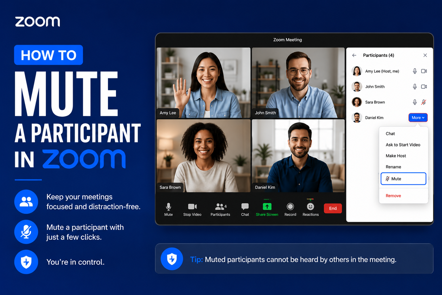 How to mute a participant in Zoom
