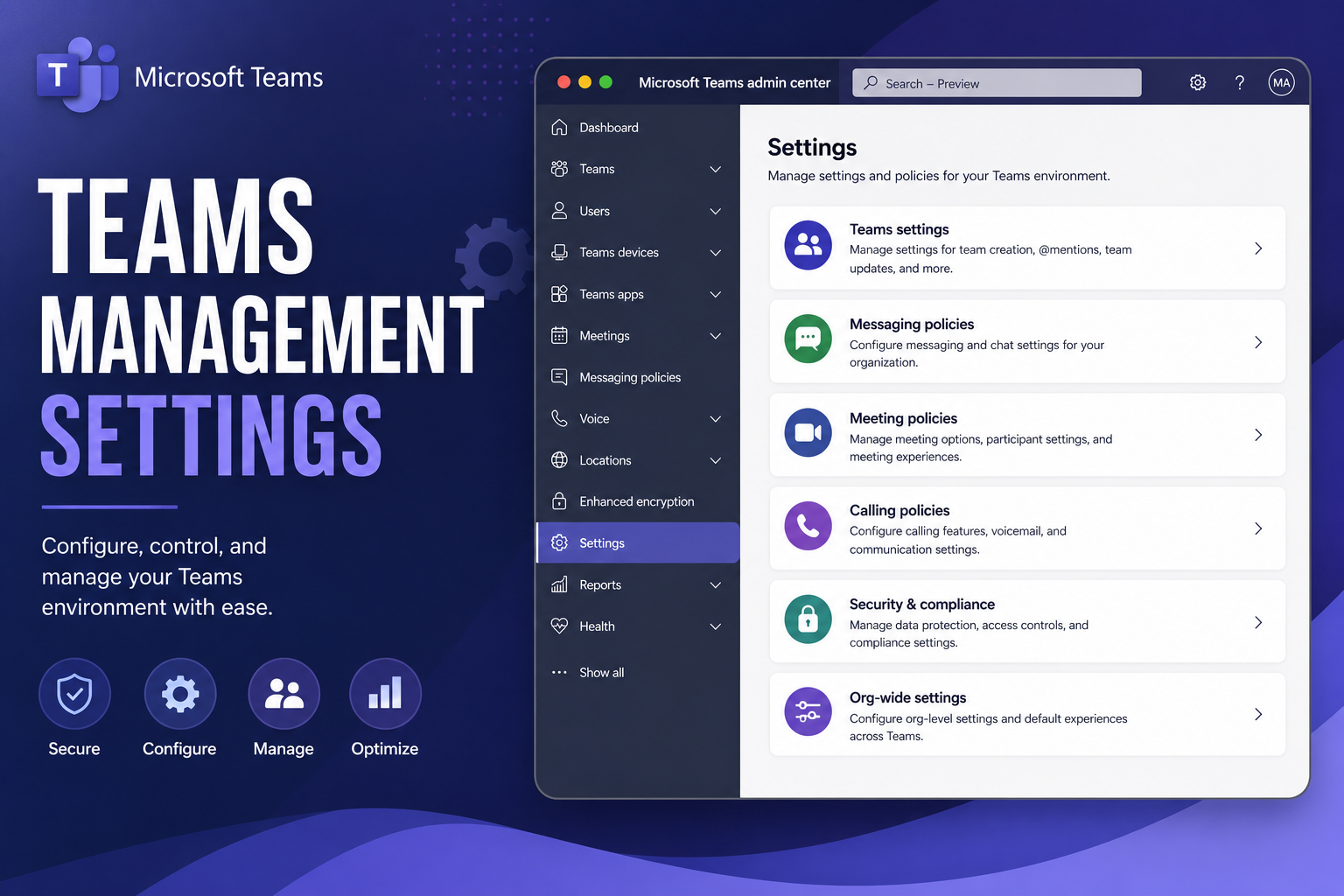 How to use all management settings in Microsoft Teams