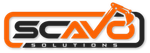 Orange SCAVO SOLUTIONS logo with stylized excavator icon
