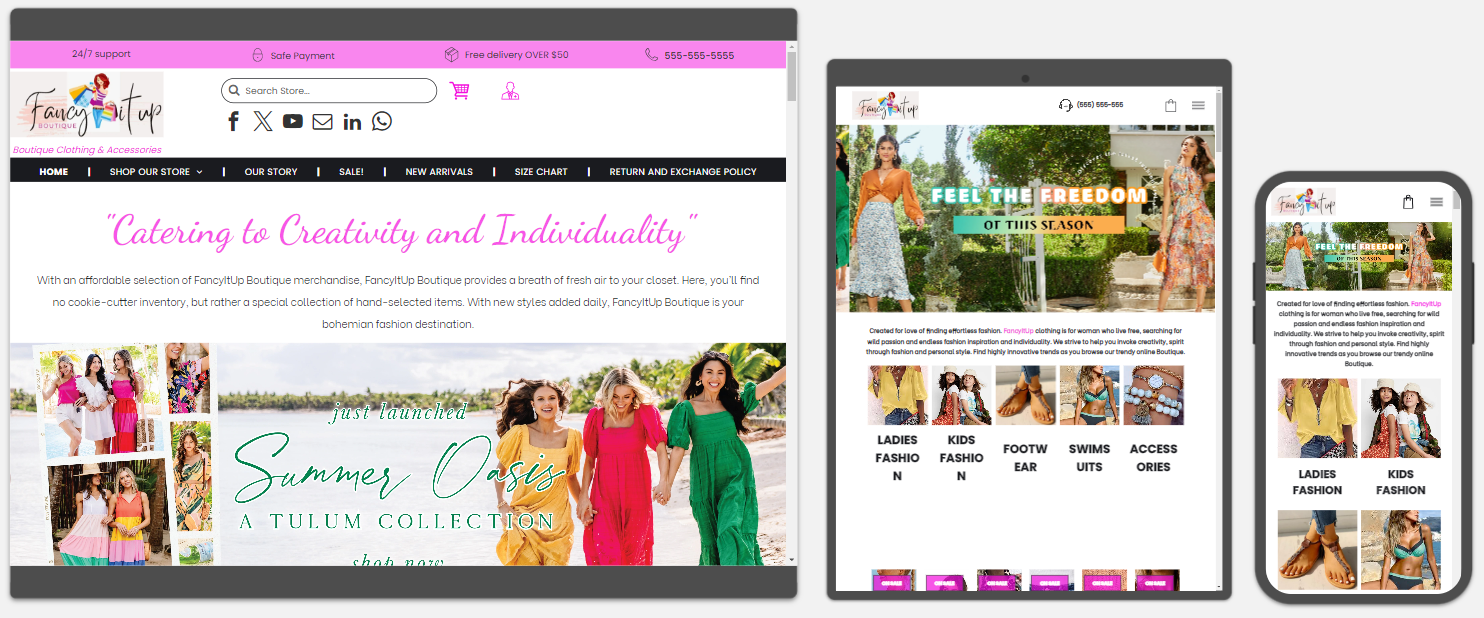 A screenshot of a website on a tablet and a phone.