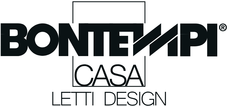 Logo di Bonnie M con le scritte CASA e LETTI DESIGN in nero e grigio su sfondo bianco.