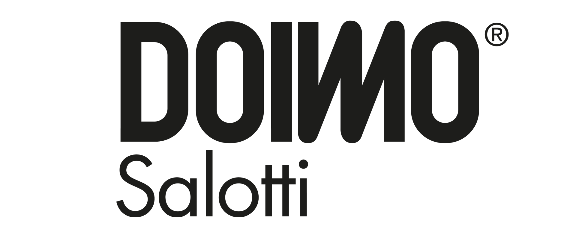 Logo di Domino Salotti in testo nero su sfondo bianco.