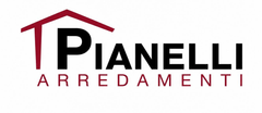 Logo di Pianelli Arredamenti con icona di tetto rosso e testo nero e rosso su sfondo bianco.