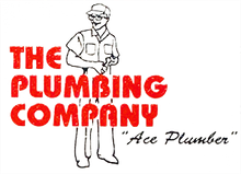 Logo for The Plumbing Company with a line-drawn plumber and the text “Ace Plumber”