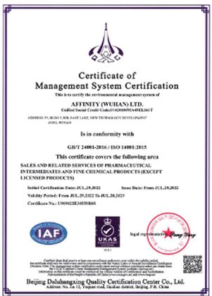 Certificate of Management System Certification, Affinity Wuhan Ltd.