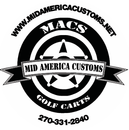 Mid America Customs LLC Logo for Mid America Customs golf carts: black and white circle with text and a star.