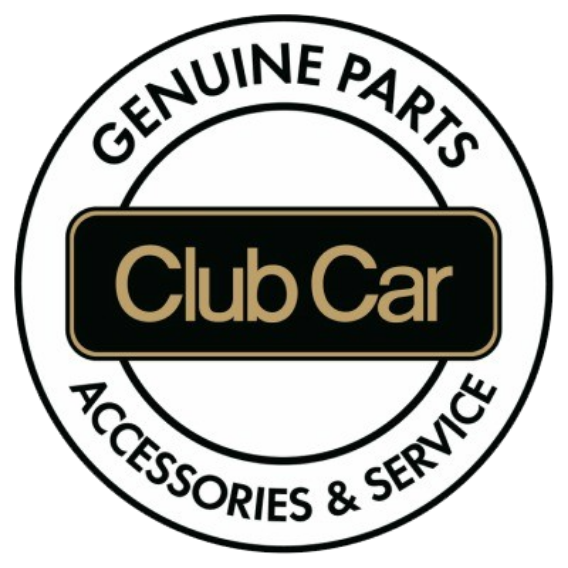 Club Car Genuine Parts, Accessories & Service logo in black, white, and gold