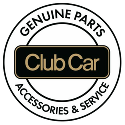 Club Car logo on black center badge with “Genuine Parts” and “Accessories & Service” around it