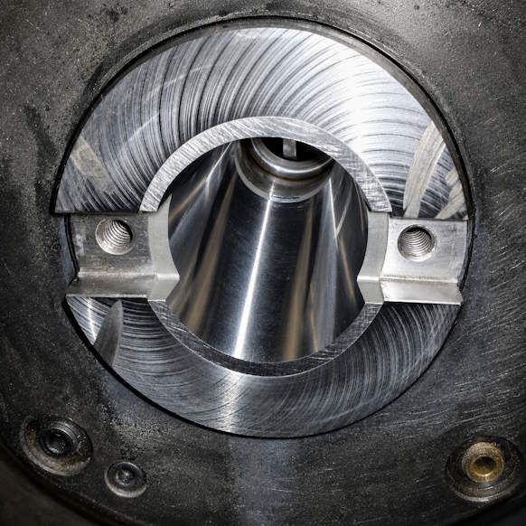 machine tool part being inspected after machining