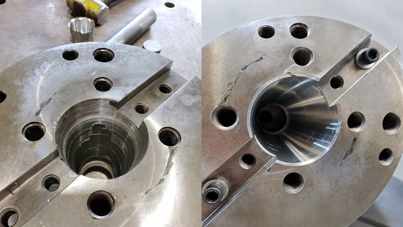 Spun Tool spindle taper before and after