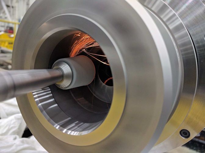 Locher field tech doing an On-Site Spindle Taper Grinding
