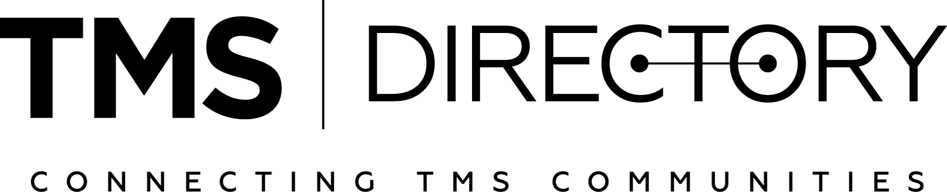 A black and white logo for tms directory connecting tms communities