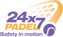 Een logo voor 24x7 padelveiligheid in beweging