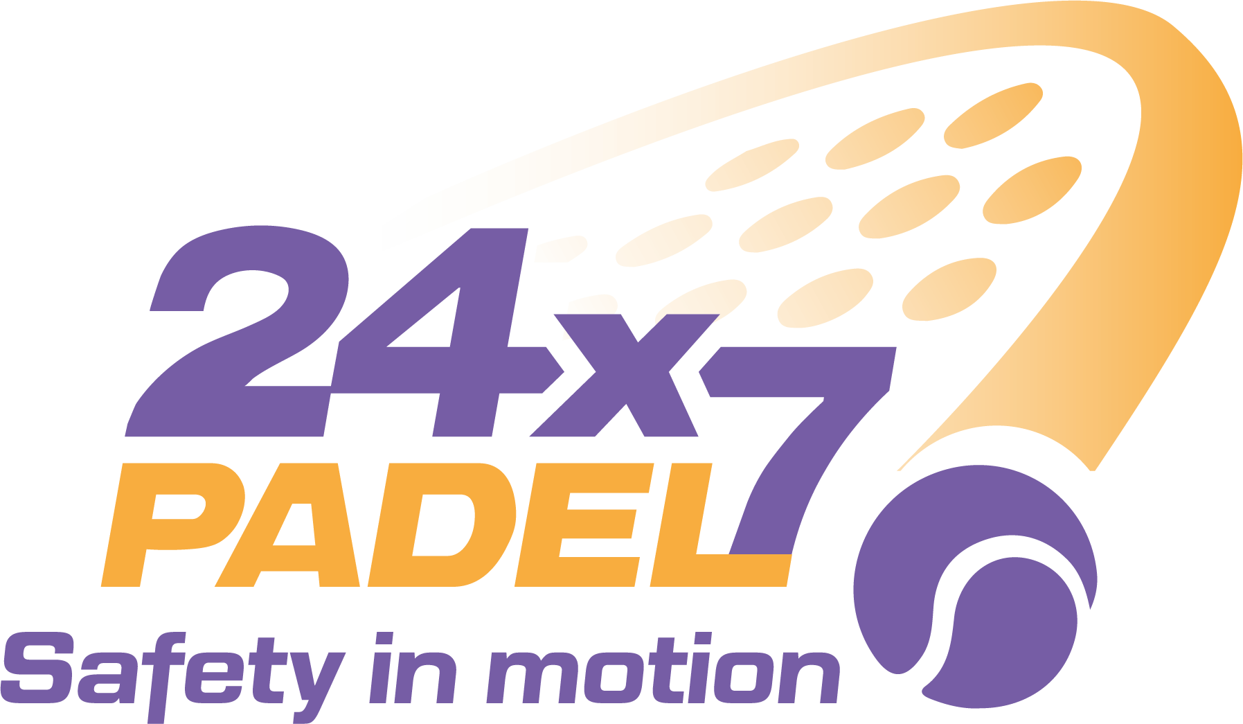 Een logo voor 24x7 padelveiligheid in beweging