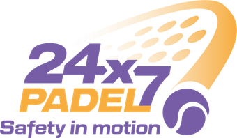 Een logo voor 24x7 padelveiligheid in beweging