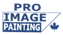 Pro Image Painting logo in blue and white with a maple leaf icon