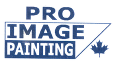Pro Image Painting logo in blue with a maple leaf icon and triangular outline