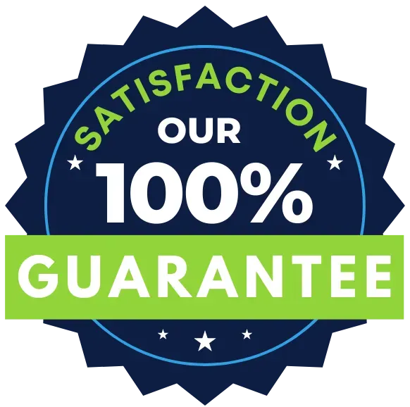 A sticker that says satisfaction our 100 % guarantee