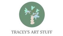 Logo with a green circle and a stylized vase of flowers above the text “TRACEY’S ART STUFF”
