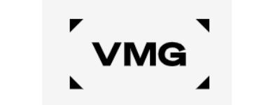 A black and white logo for vmg on a white background.