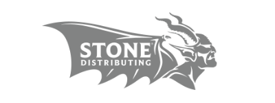 A logo for a company called stone distributing with a dragon on it.