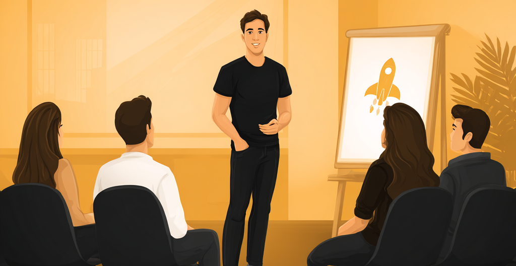 a founder presenting to investors