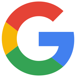 The google logo is a rainbow colored circle with the letter g in the middle.
