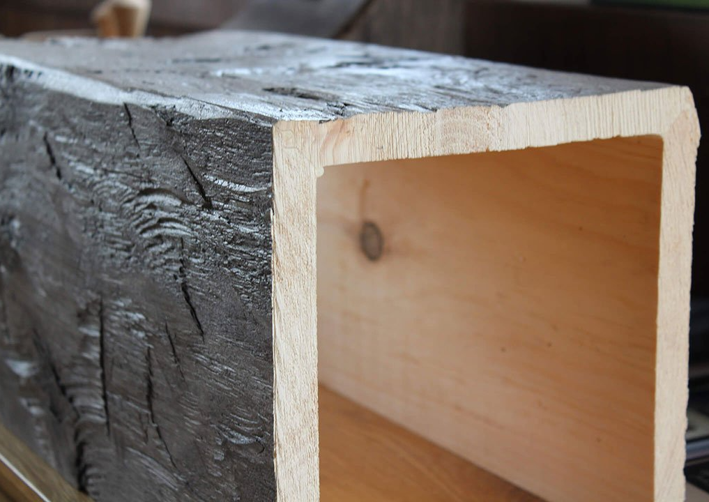 Hand hewn wood mantels, floating shelves, corbels, and box covers.